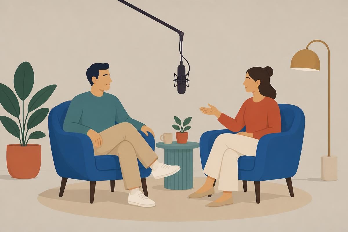 Scene illustration for the listening interview „Интервју о слободи и одговорности“