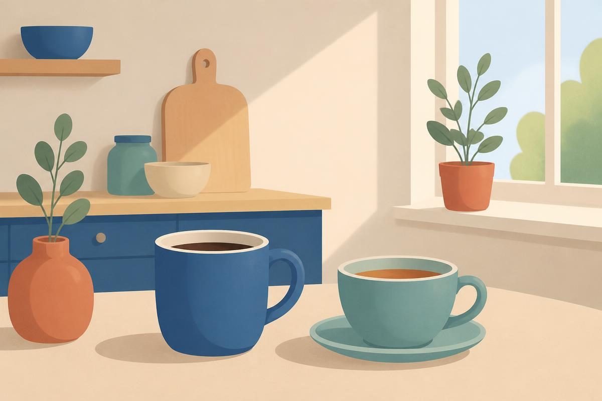 Scene illustration for the listening story „Кафа или чај“