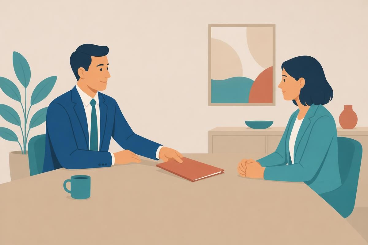 Scene illustration for the listening dialogue „Пословни разговор“