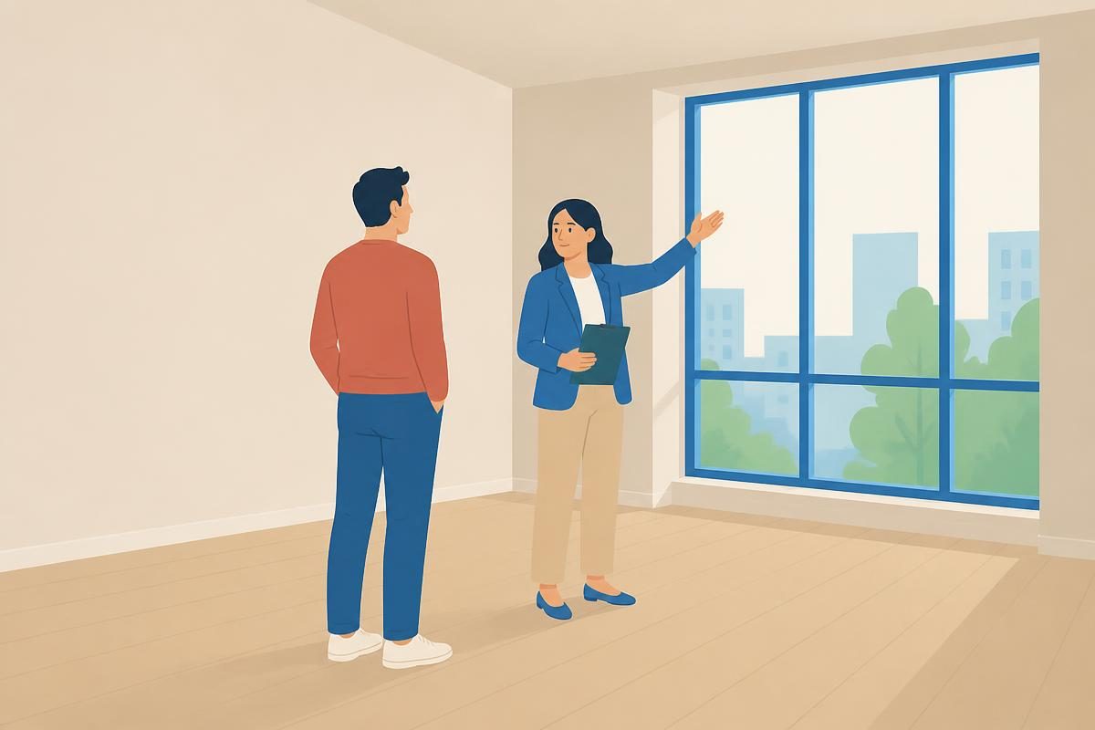 Scene illustration for the listening dialogue „Разгледање стана“