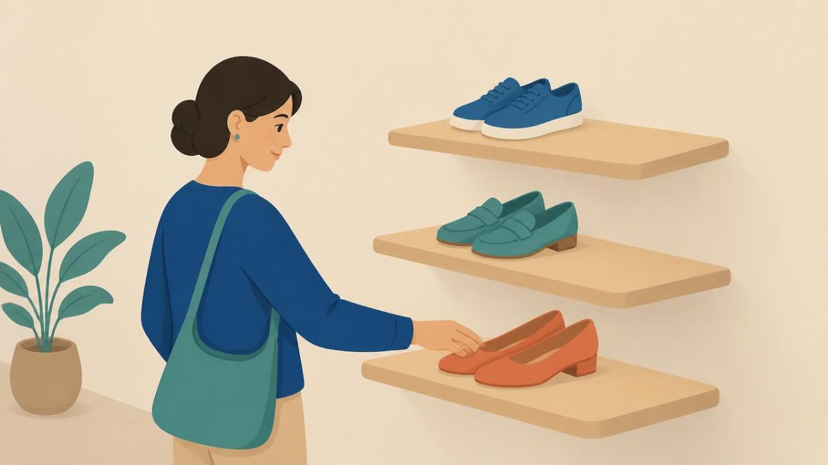 Cover illustration for the A1 practice unit „This or that: choosing at the shop“