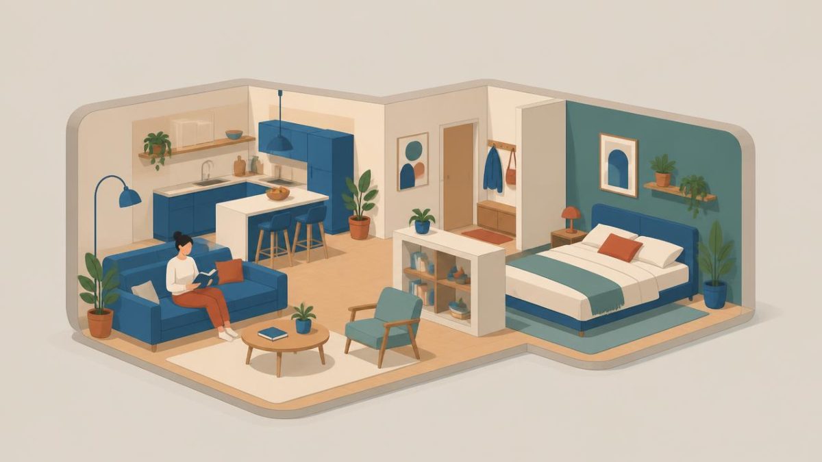 Cover illustration for the A1 practice unit „The house and things around us: gender“