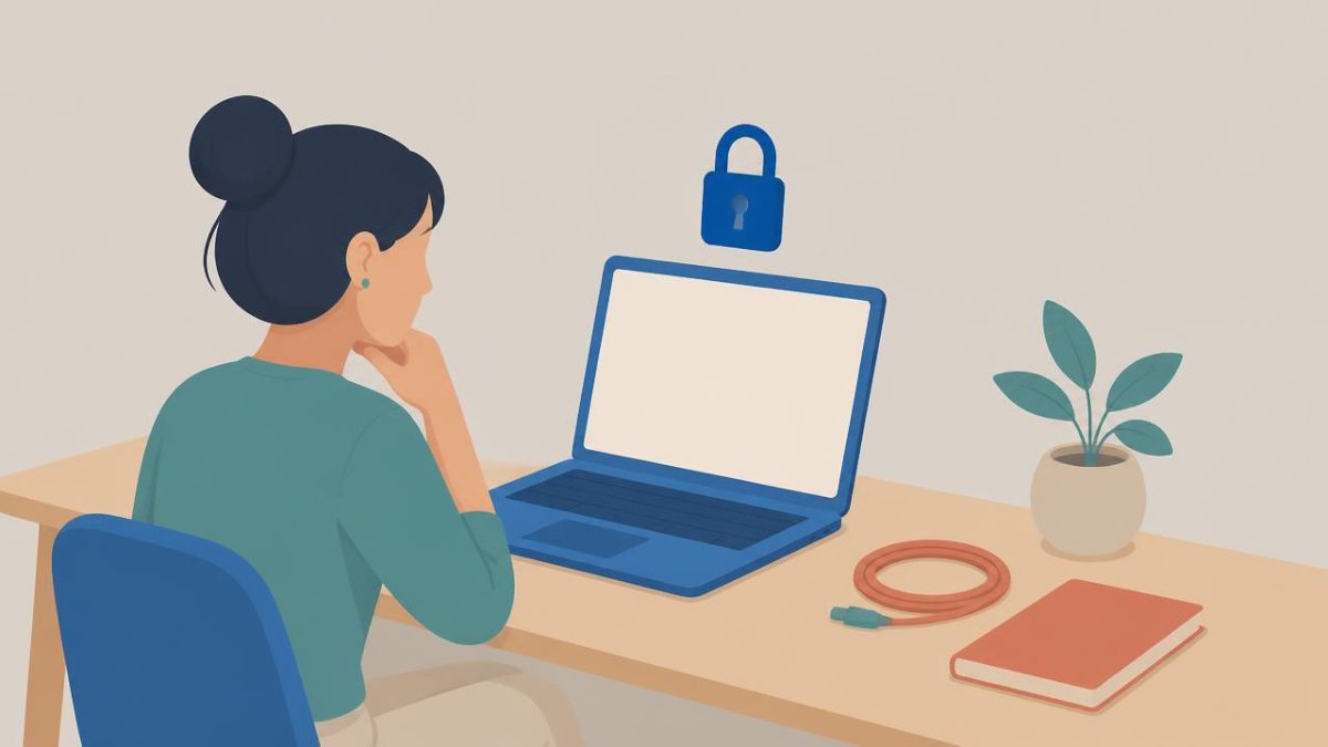 Cover illustration for the B1 practice unit „IT & technology: computers, accounts and things going wrong“