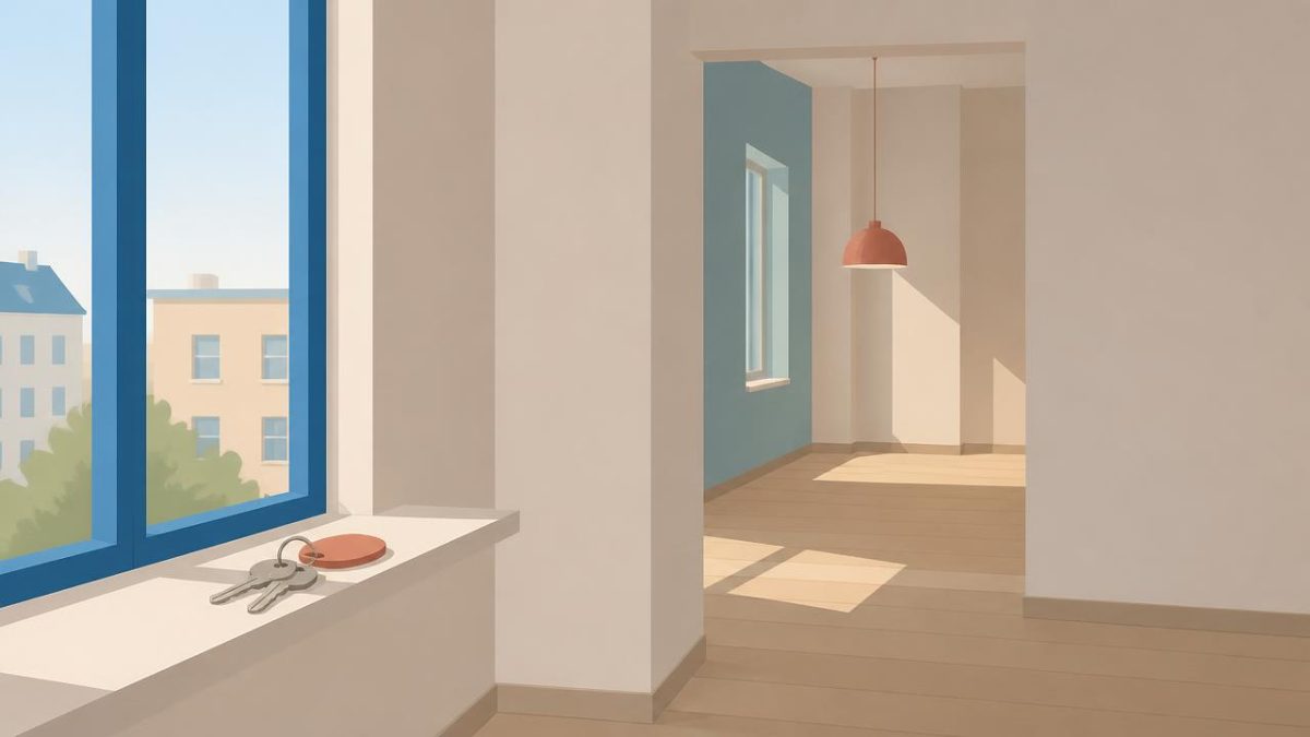 Cover illustration for the B1 practice unit „Housing: finding and renting a flat“