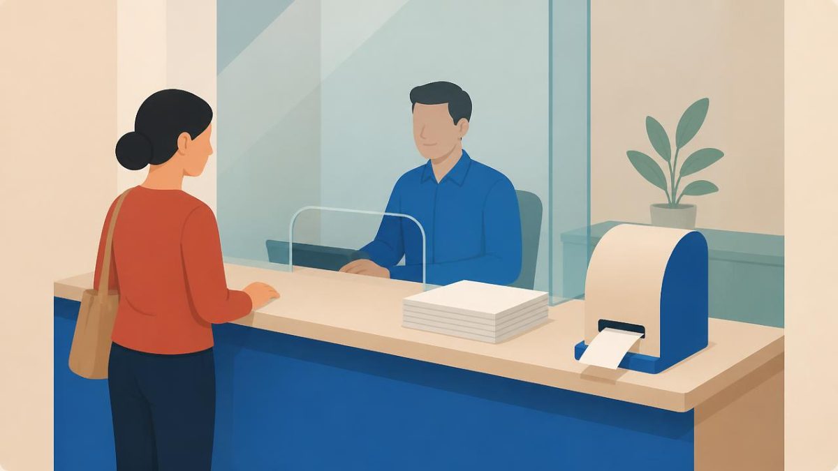 Cover illustration for the B1 practice unit „Government & administration: paperwork, offices and official errands“