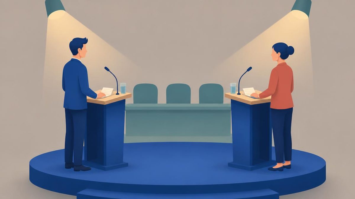 Cover illustration for the C1 practice unit „Debate & rhetoric: „да“ instead of the infinitive“