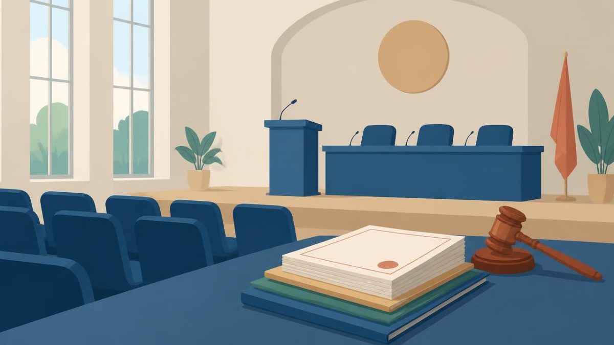 Cover illustration for the C1 practice unit „Society & institutions: language that turns actions into nouns“