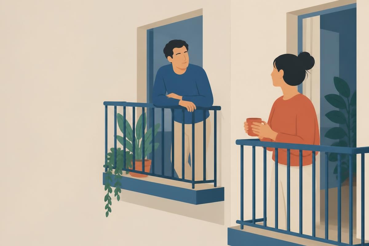 Header illustration for the A1 reading text „Мој нови комшија“