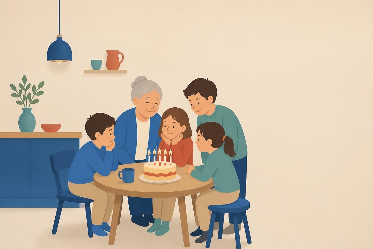 Header illustration for the A1 reading text „Рођендан код баке“
