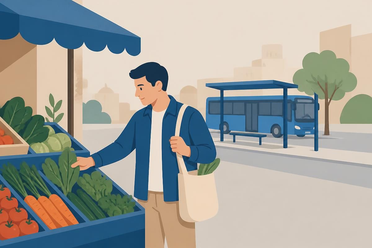 Header illustration for the A1 reading text „Субота на пијаци“