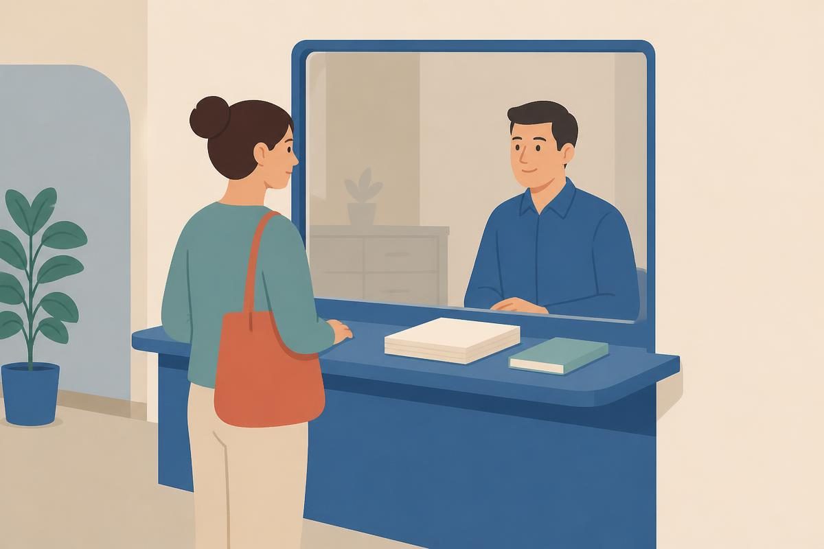 Context scene for the B1 writing task „Getting a passport“